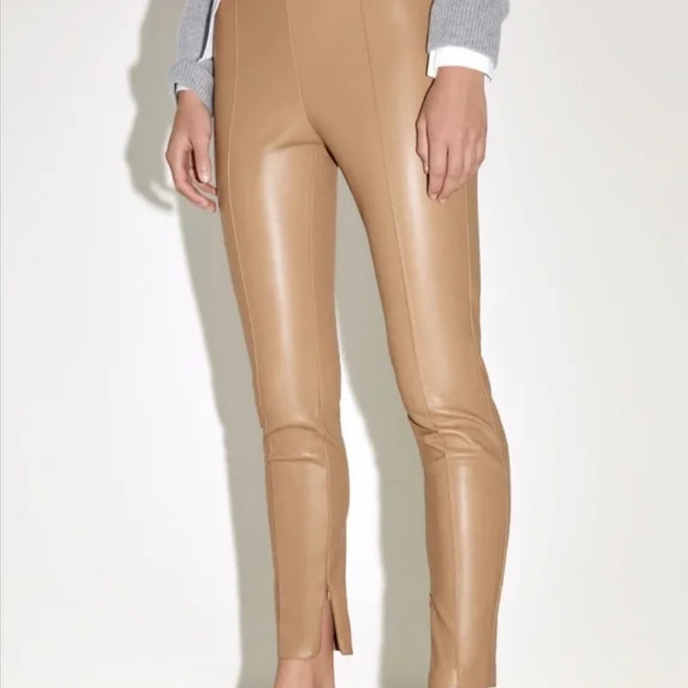 ZARA Tan Leather Hi Rise Leggings